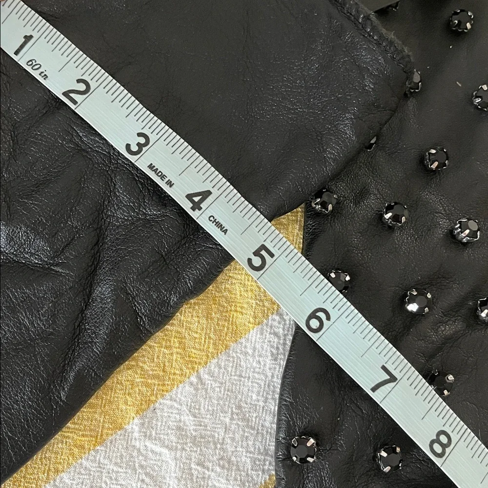 Anthropologie Maeve Sheep Leather Medium Elegant Black Studded Gloves